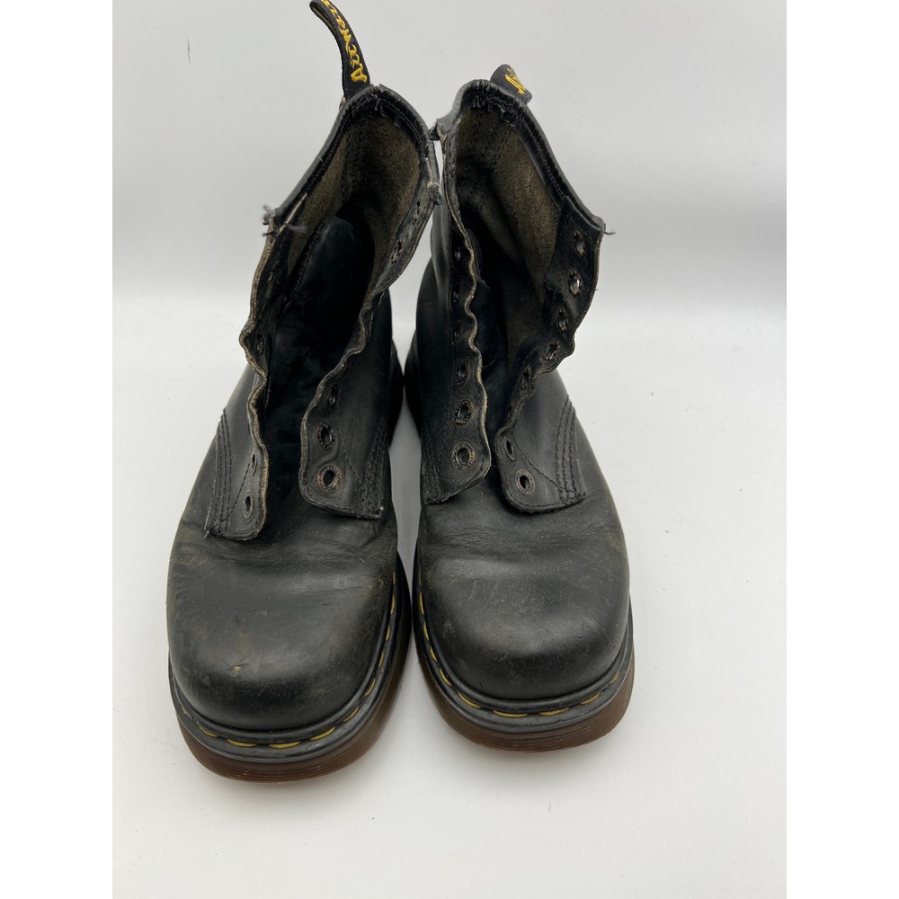 Vintage Dr Martens England Black Leather Square Toe Platform Boots Mens 8.5-9